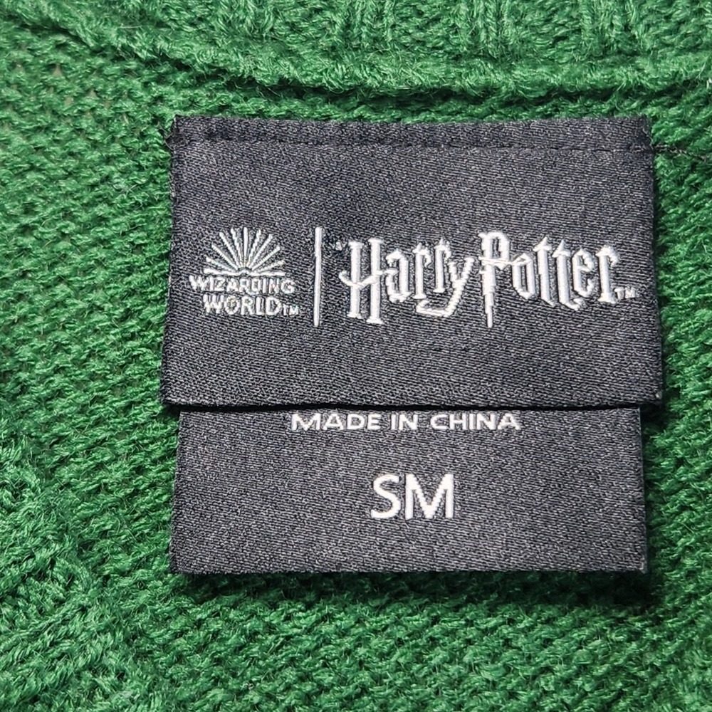 HARRY POTTER Slytherin Cardigan Sweater Unisex Small Green Wizarding World Snake - Picture 5 of 6